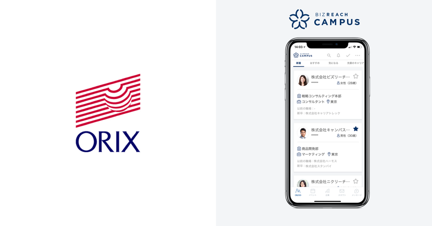 OB/OG訪問ネットワークサービス「ビズリーチ・キャンパス」
オリックスの若手社員200名が登録
