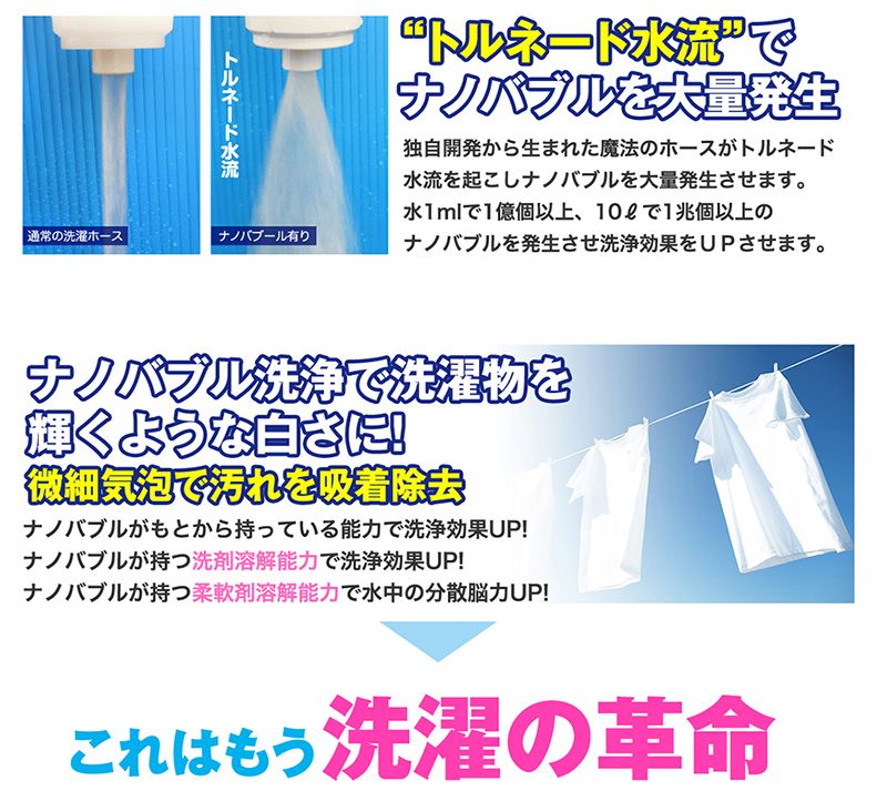 日本初 特許取得 ナノバブル発生ホース を2月9日に発売 ワンタッチ取付でナノバブル洗濯機に変身 洗浄効果up 17年 大阪府経営革新計画承認企業が発明 株式会社アルベール インターナショナルのプレスリリース