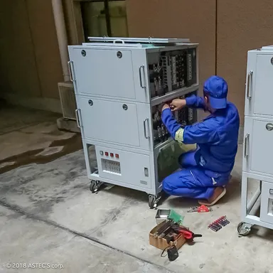 非常用発電機の負荷試験の様子