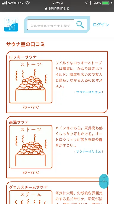 サウナ室ごとの口コミを残せる