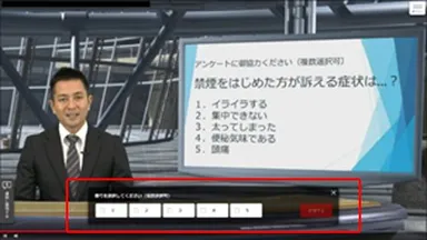 ライブ画面(アンケート選択欄表示中)