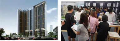 【左】※イメージパース　【右】※販売イベントの様子