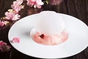 3層の桜餅風パンナコッタ