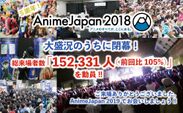 5周年を迎えた『AnimeJapan 2018』は、過去最多の来場者数152,331人(前回比105％)を記録し、大盛況のうちに閉幕！『ファミリーアニメフェスタ2018』も過去最多の来場者数を記録！