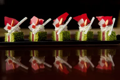 Matcha,coconut and strawberries