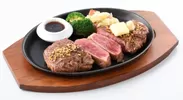 十勝食堂ポロシリ(1)「鉄板サーロインステーキセット(ミニ牛とろ丼セット)」