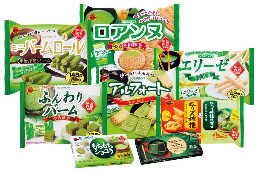 ブルボン、芽吹きの季節を彩る“抹茶フェア”
「アルフォートミニチョコレートプレミアム濃茶」など8品を
4月17日(火)に新発売！