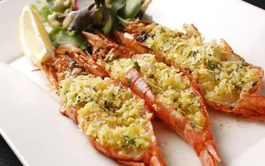 有頭海老の香草パン粉焼き