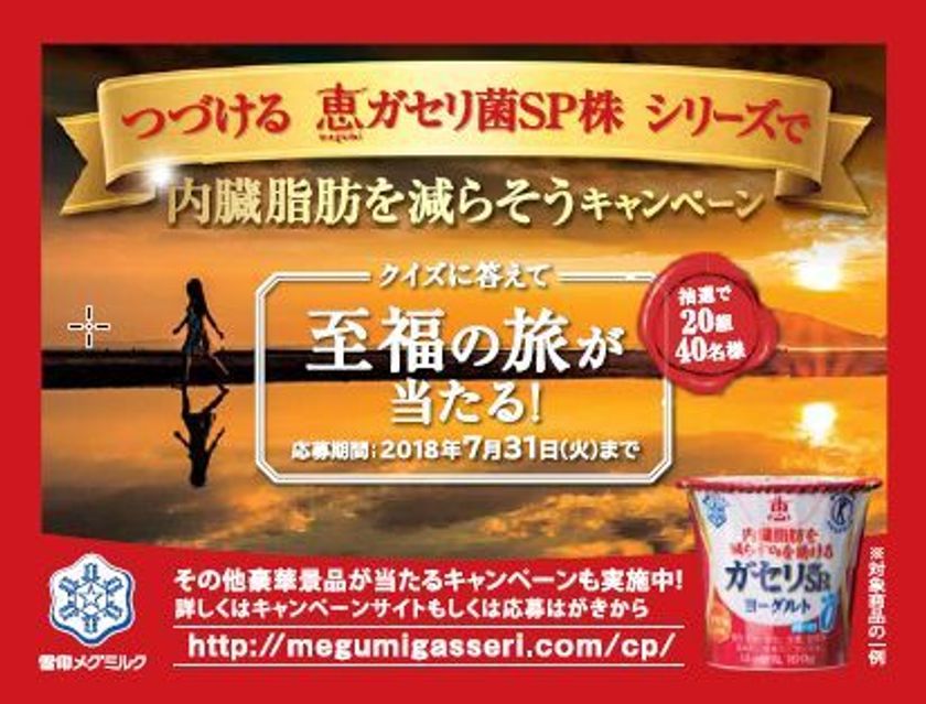 【雪印メグミルク】
『つづける 恵 megumi ガセリ菌ＳＰ株 シリーズで内臓脂肪を減らそうキャンペーン』
6月1日（金）よりスタート！

さらに、向井 理さん出演のキャンペーンTV-CMが6月2日（土）よりオンエア開始！
