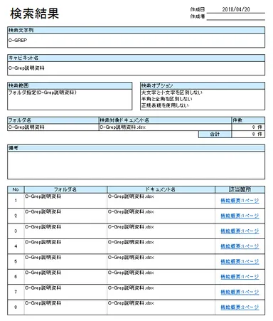 帳票 - 検索結果一覧