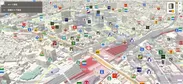 建物3D表示ONの新宿駅周辺地図