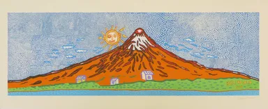 七色の富士(オレンジ)-生命は限りもなく、宇宙に燃え上がって行く時- 2015年 木版画