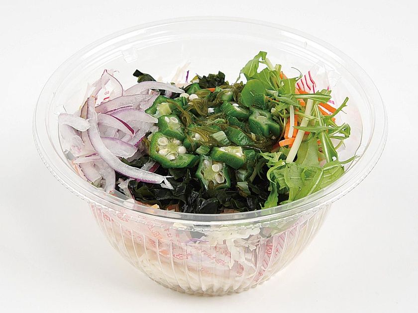 野菜等の具材量は麺重量の約１．７倍！
野菜たっぷり！ヘルシーな主食サラダ
青じそドレのネバネバそうめんサラダ発売