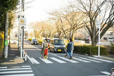 製品を利用した横断風景