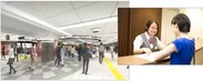 【左】リニューアル後の烏丸駅西改札口付近のイメージ　【右】観光案内業務のイメージ