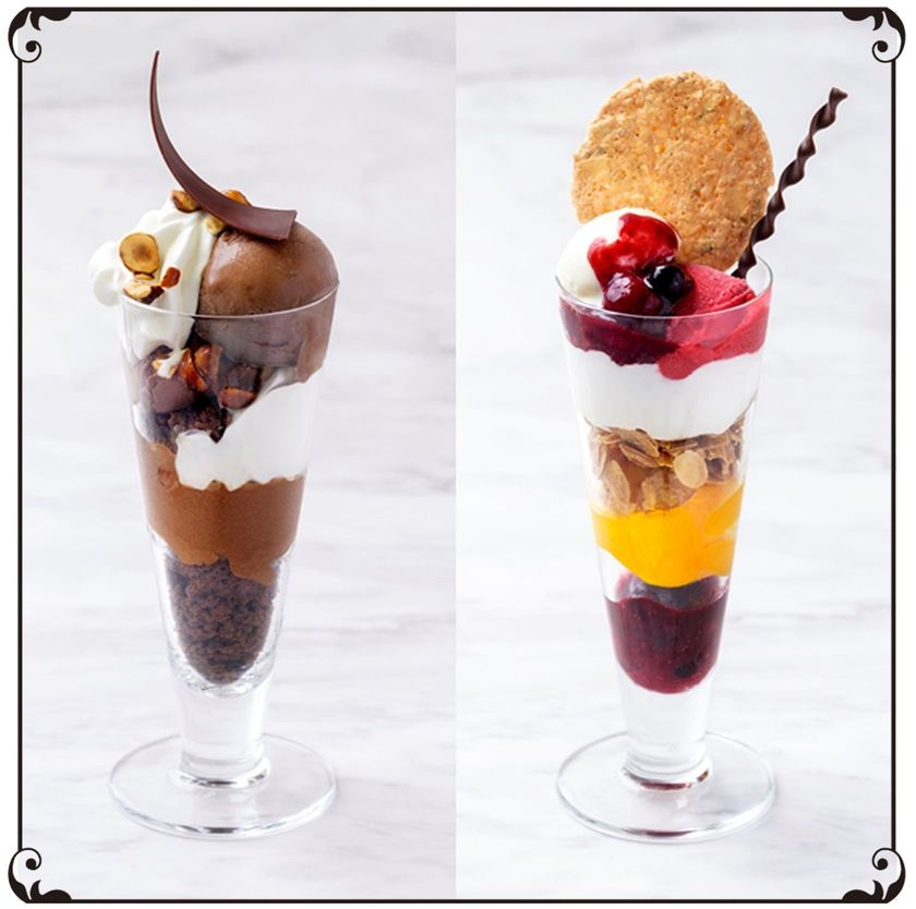 ドゥバイヨル オアゾ店から大人のパルフェ新発売
ベルギー直輸入のグラス＆ソルベを堪能できる
『パルフェ ショコラ』『パルフェ フリュイ』