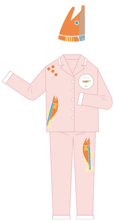 【トマム】鮭ルーム用鮭ナイトキャップ、鮭パジャマイメージ