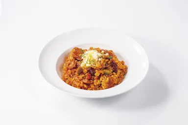 ピリ辛トマトリゾット - チリコンカン風