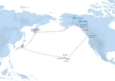 飛鳥II 2019年 ハワイ・アラスカ グランドクルーズ 航路図