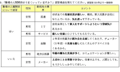 参考資料(2)：職場の人間関係がうまくいっているか(回答理由)