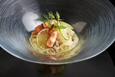 シーフードマリネの冷製カッペリーニ(結庵)