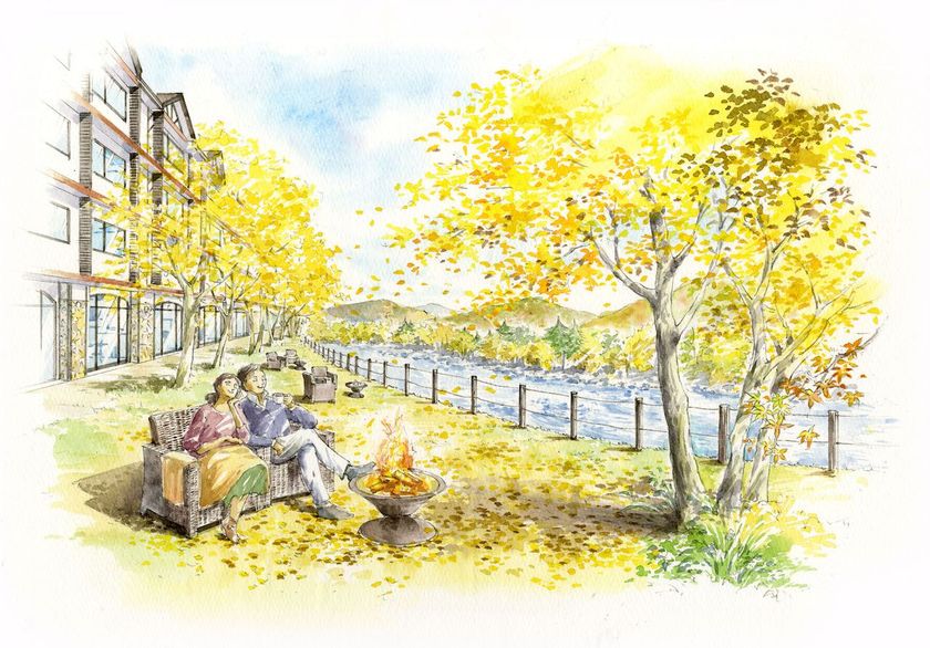 星野リゾート　奥入瀬渓流ホテル（青森県十和田市）
秋限定 奥入瀬渓流沿いの紅葉を愛でるプライベートエリア
「渓流焚き火ガーデン」オープン
開催期間：2018年10月15日～11月10日