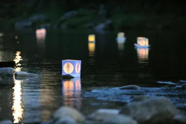 香嵐渓巴川河畔の灯篭流し