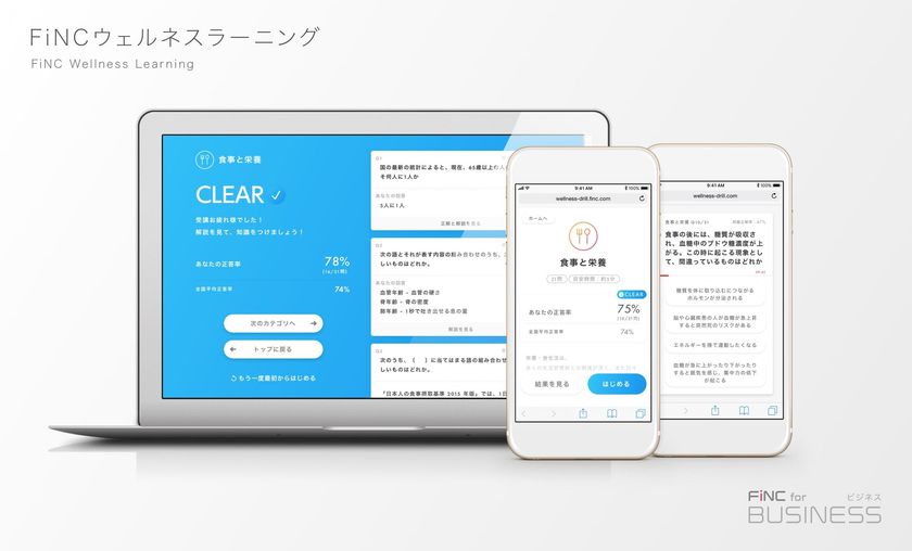 ヘルスリテラシーの向上と行動変容を促進する
「FiNCウェルネスラーニング」を開発