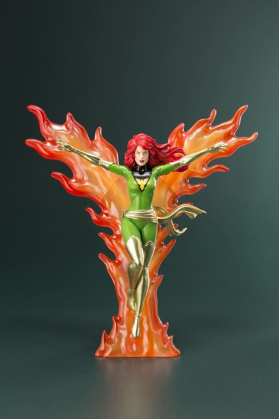 遂に結成、ドリームチームX-MEN!!
ARTFX+「X-MEN」シリーズ第5弾はシリーズ最大サイズとなる
エフェクト台座が付属した「フェニックス」！
