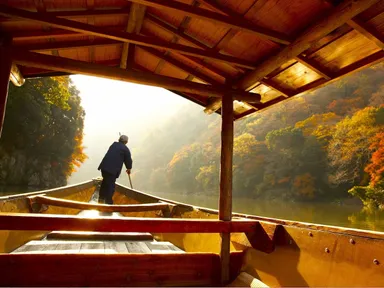 【星のや京都】朝のもみじ舟(1)