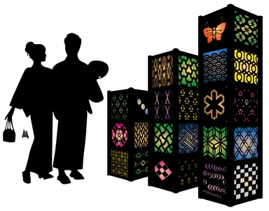 皆生温泉・四条通り 紋様灯篭 イメージ