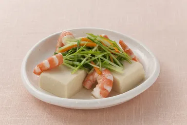 アレンジメニュー例：「こうやとえびのふわぷり煮」