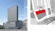 【左】（仮称）ヨドバシ梅田タワー外観　【右】位置図