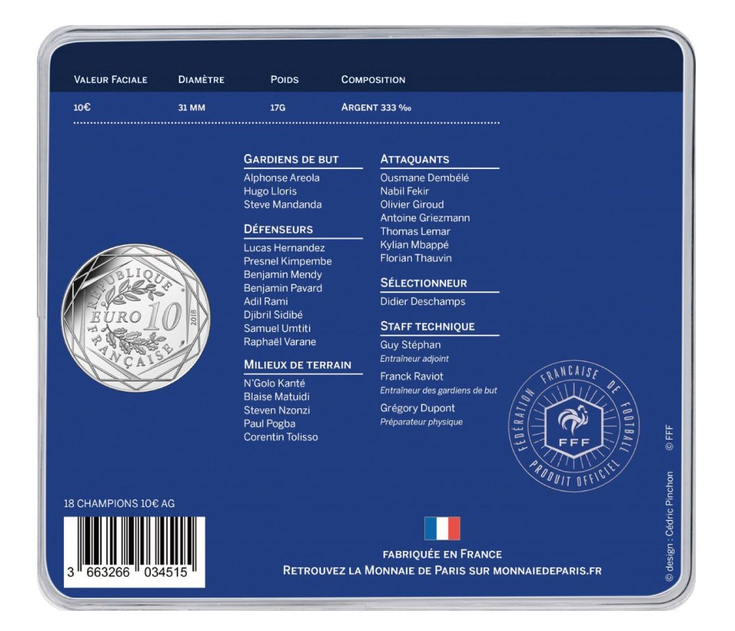 サッカー・フランス代表の優勝記念コイン 8月10日緊急発売！～20年ぶり 