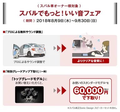 「スバルでもっと！いい音フェア」～9/30(日)迄