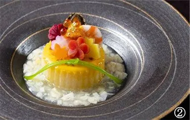 日本料理部門「車海老と蝦夷(えぞ)鮑(あわび)の吹き寄せ田楽」