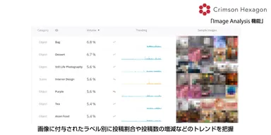Crimson HexagonのImage Analysis機能による画像に付与されたラベルでのトレンドの可視化イメージ