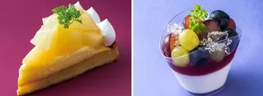 【左】梨のタルト　【右】葡萄のヴェリーヌ