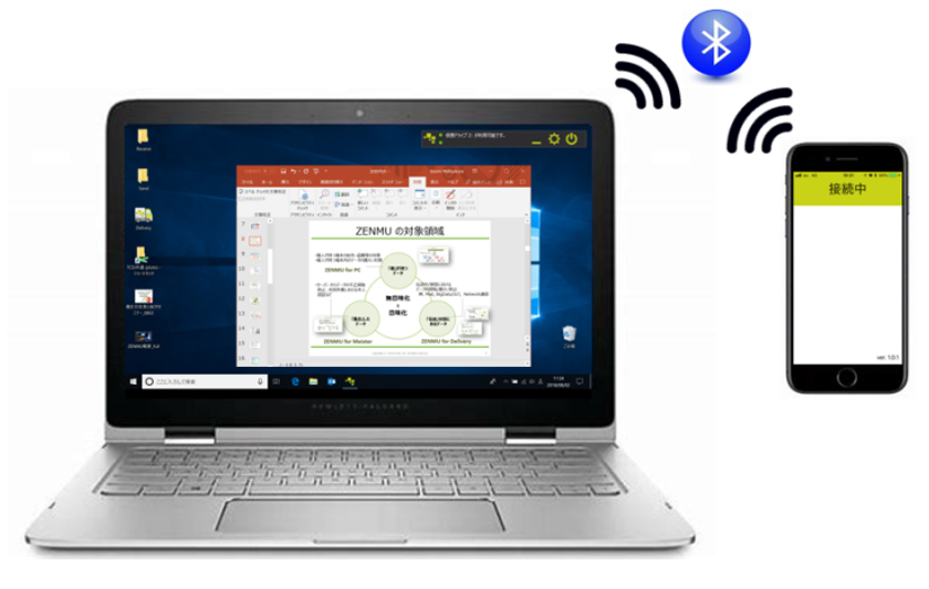 テレワーク環境の安全を確保！
データをPCとBluetooth接続のスマホに分散し
PCからの情報漏えいを「無」にする
「ZENMU for PC」新バージョン提供開始