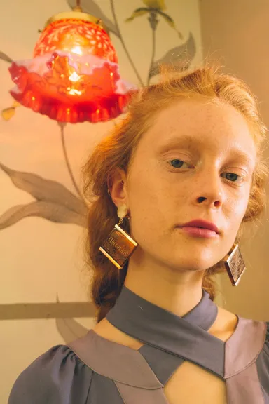 Grandma's Homemade Cioccolato Earring , Ribbon Neck Dress