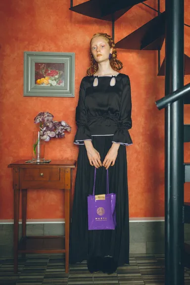 Pleats Wide Pants , Chinoiserie Blouse