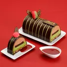 リンツ ショコラ カフェ クリスマスケーキ　ビュッシュ ショコラ抹茶　イメージ