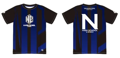 N高「eスポーツ部」のユニフォームデザイン(左：正面／右：背面)