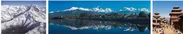(左)遊覧飛行からのエベレスト※（中央）ペワ湖からみたヒマラヤ山脈（右）ダルバール広場