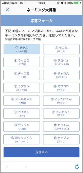 アプリ内投票ページ