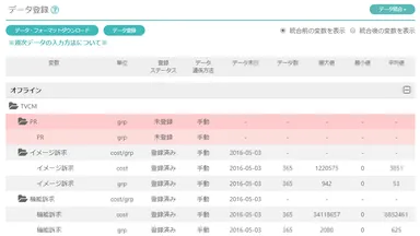 データインポート画面