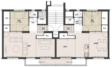 大きな開放空間（ヨコ）でのびのび子育て住宅