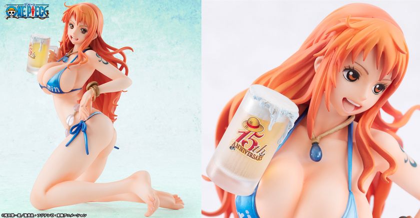 ワンピース」麦わらの一味 ナミを紐ビキニ姿で立体化 ジョッキを手に