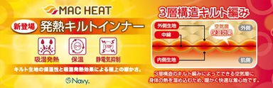・吸湿発熱の３層構造で極上の温かさ MAC HEAT『発熱キルトインナー』新登場