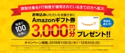 抽選で100名様にAmazonギフト券3,000円分プレゼントキャンペーン